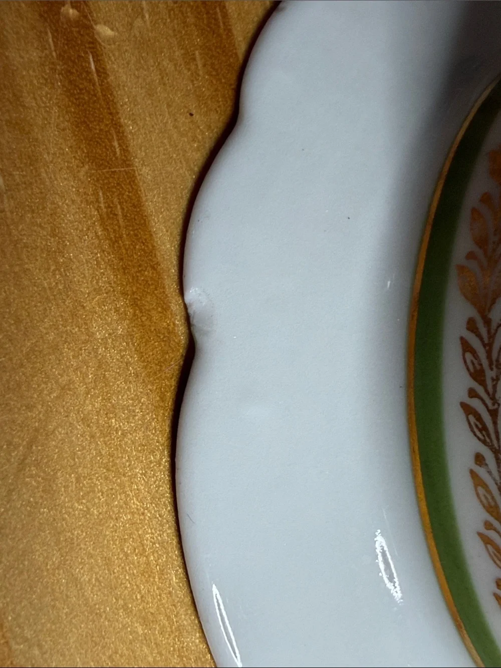 Antique Imperial China Austria Green Gold Ramekin & Underplate Set c.1900